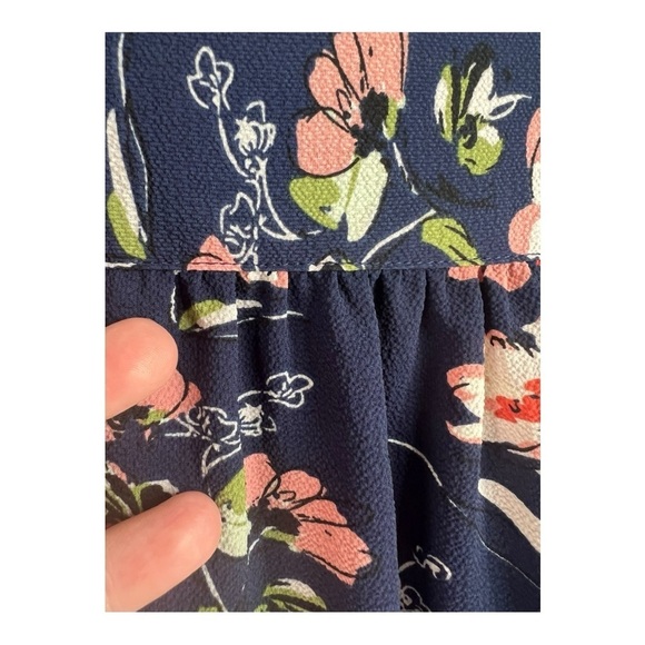 Navy Coral Floral Kenmore Splitneck Popover Blouse by Fun2Fun Stitchfix NWOT - Picture 14 of 16